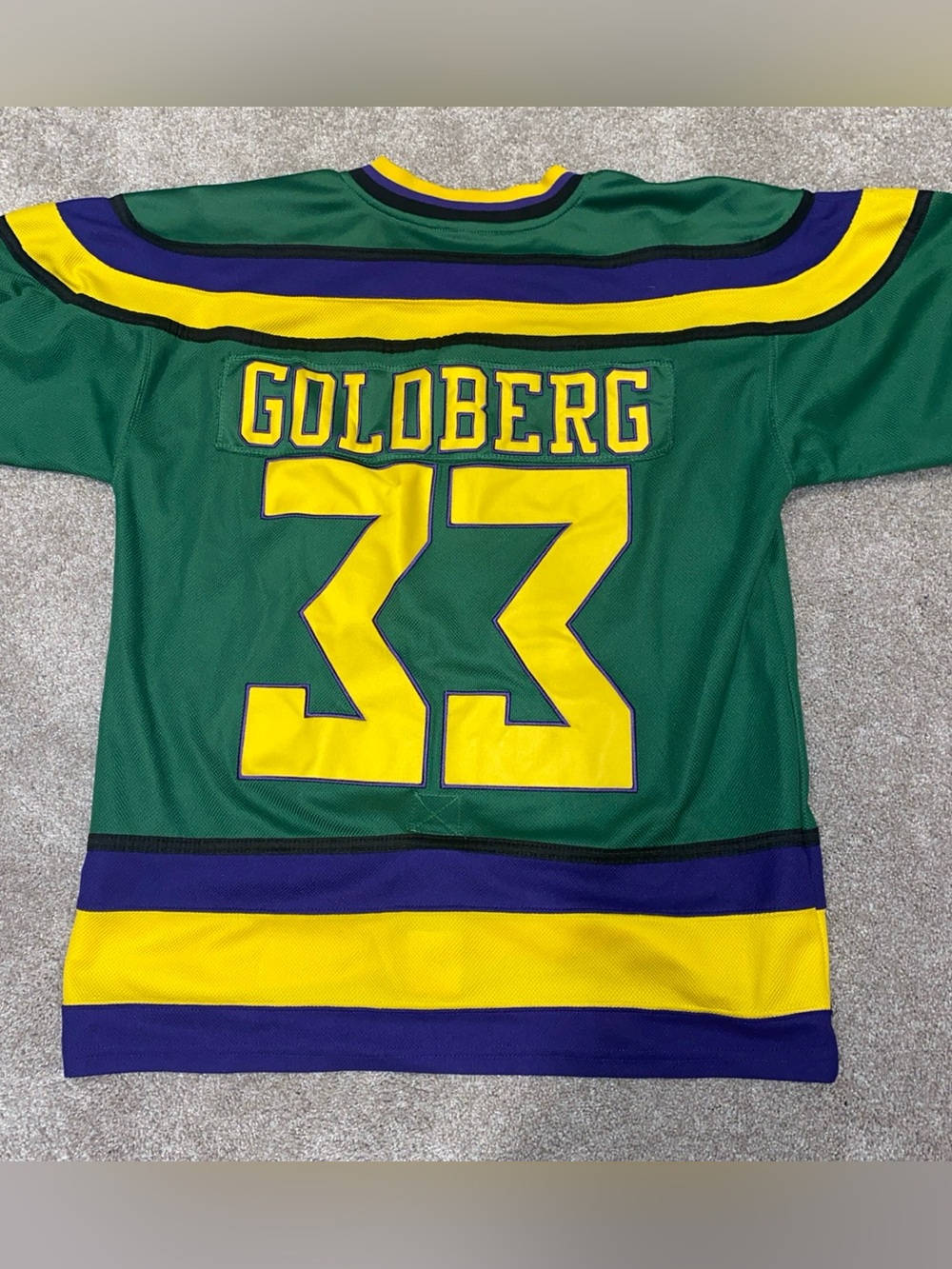 The Mighty Ducks The Movie #33 Goldberg Hockey Jersey Adult Size L Green